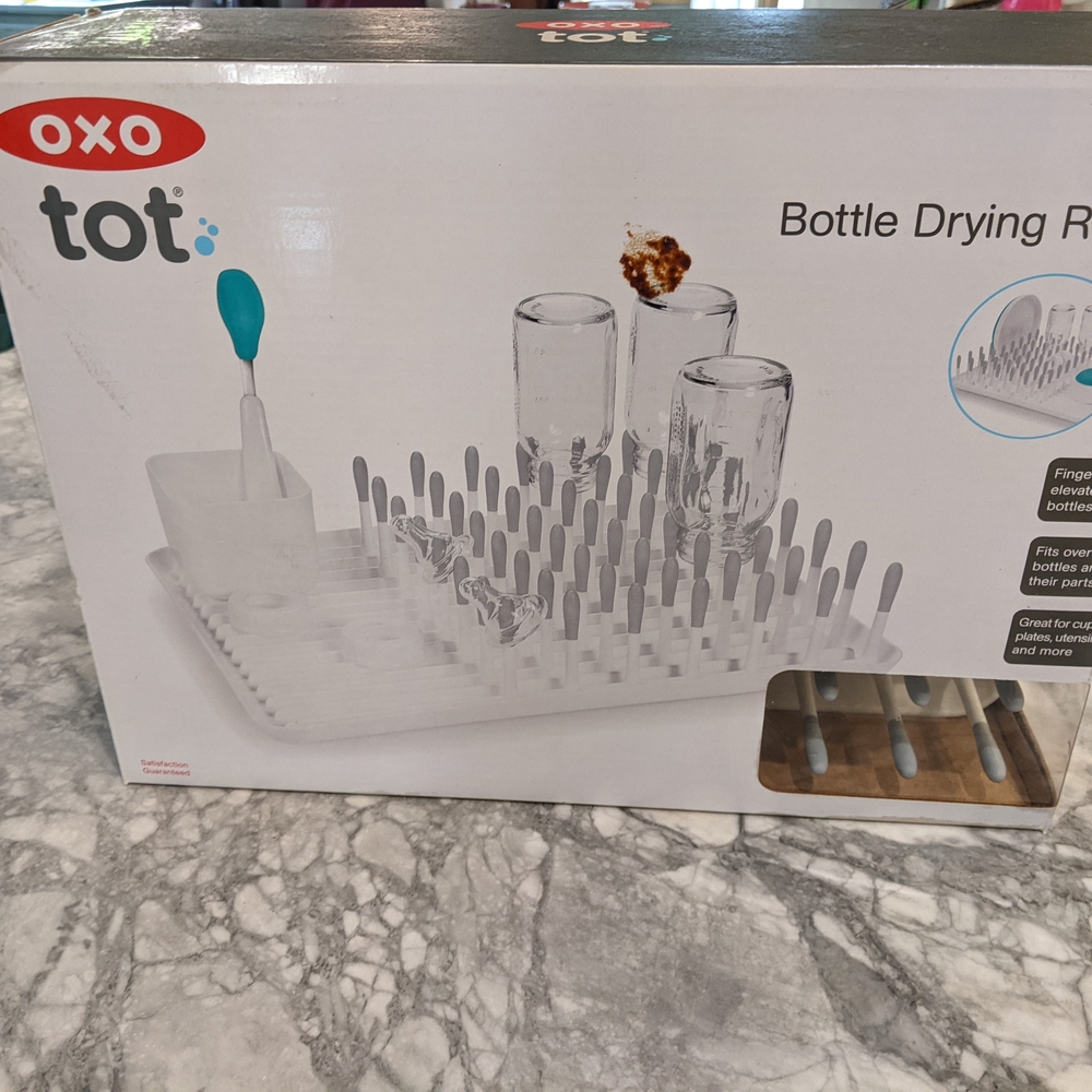 OXO Tot Bottle Drying Rack with Gray and White Design